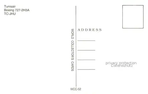 AK / Ansichtskarte Flugzeuge_Zivil Tunisair Boeing 727 2H3A TC JHU Flugzeuge Zivil