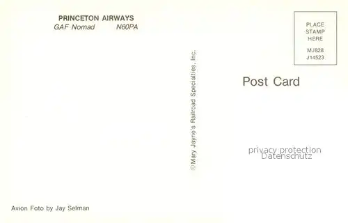 AK / Ansichtskarte Flugzeuge_Zivil Princeton Airways GAF Nomad N60PA  Flugzeuge Zivil