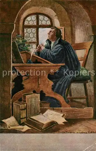 AK / Ansichtskarte Kuenstlerkarte Bertha Meissner nach Ludwig Richer Luther auf der Wartburg Kuenstlerkarte