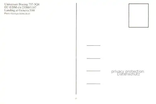 AK / Ansichtskarte Flugzeuge_Zivil Universair Boeing 737 3Q8 EC EDM c n 23388 1187 Flugzeuge Zivil