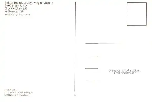 AK / Ansichtskarte Flugzeuge_Zivil British Island Airways Virgin Atlantic BAC 1 11 432FD G AXMU c n 157 Flugzeuge Zivil
