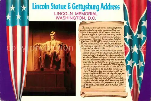 AK / Ansichtskarte Denkmal Lincoln Statue Washington D.C. Gettysburg Address  Denkmal