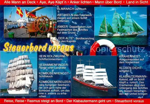 AK / Ansichtskarte Segelschiffe Klabautermann Kraehennest Almanach Hebammenfinger  Segelschiffe