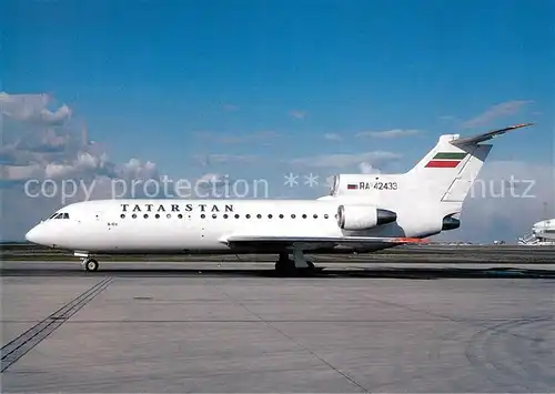 AK / Ansichtskarte Flugzeuge_Zivil Tatarstan Airlines Yak 42D RA 42433 c n 4520421301017 Flugzeuge Zivil