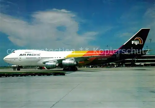 AK / Ansichtskarte Flugzeuge_Zivil Air Pacific Fiji B 747 219 B ZK NZY c n 22725 Flugzeuge Zivil