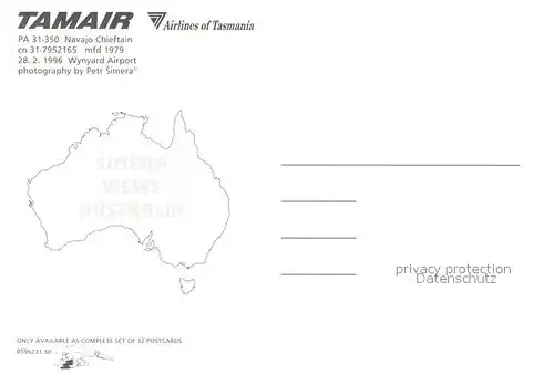 AK / Ansichtskarte Flugzeuge_Zivil Tamair PA 31 350 Navajo Chieftain cn 31  Flugzeuge Zivil
