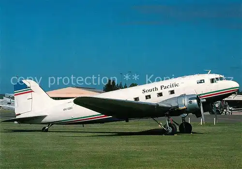 AK / Ansichtskarte Flugzeuge_Zivil South Pacific Douglas DC 3 VH EDC c n 12874 Flugzeuge Zivil