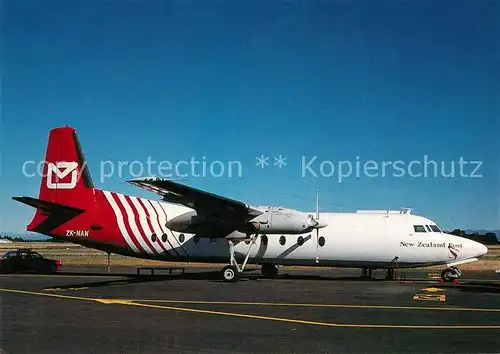 AK / Ansichtskarte Flugzeuge_Zivil New Zealand Posz Fokker F 27 500 ZK NAN c n 10365 Flugzeuge Zivil