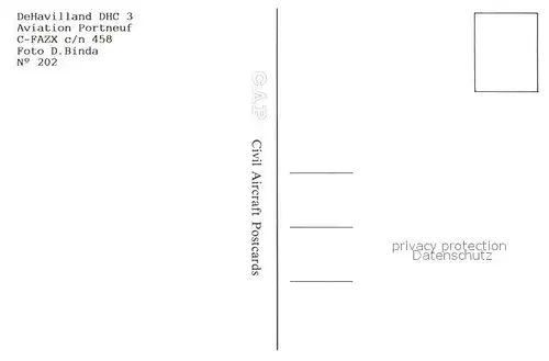 AK / Ansichtskarte Flugzeuge_Zivil Aviation Portneuf DeHavilland DHC 3 C FAZX c n 458 Flugzeuge Zivil