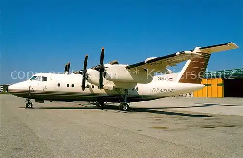 AK / Ansichtskarte Flugzeuge_Zivil Far Airlines DeHavilland Dash 7 OE LLS c n 22 Flugzeuge Zivil