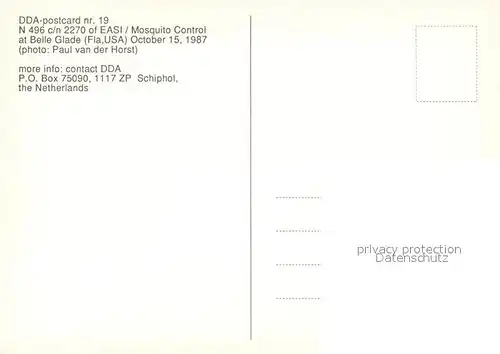 AK / Ansichtskarte Flugzeuge_Zivil N 496 c n 2270 EASI Mosquito Control  Flugzeuge Zivil