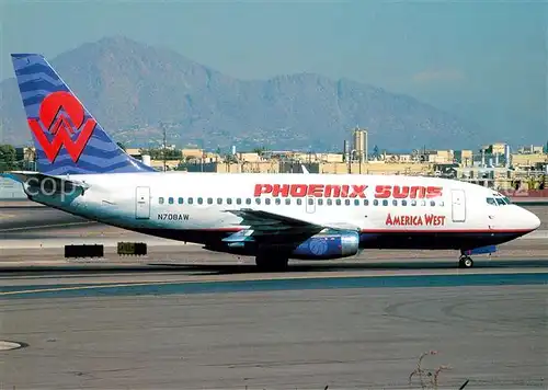 AK / Ansichtskarte Flugzeuge_Zivil America West Boeing B 737 112 N708AW c n 19771 212 Flugzeuge Zivil