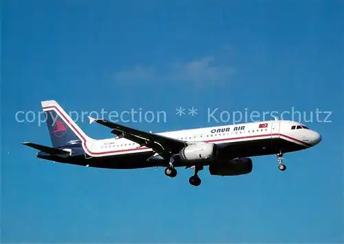AK / Ansichtskarte Flugzeuge_Zivil Onur Air A320 231 TC ONF c n 444 Flugzeuge Zivil