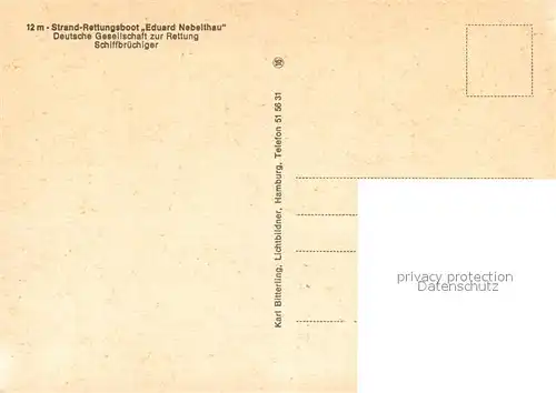 AK / Ansichtskarte Motorboote Strand Rettungsboot Eduard Nebelthau  Motorboote