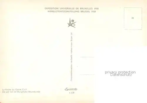 AK / Ansichtskarte Exposition_Universelle_Bruxelles_1958 Fleche du Genie Civil  Exposition_Universelle