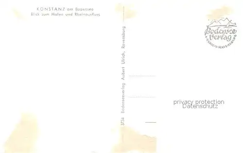 AK / Ansichtskarte Konstanz_Bodensee Hafen Rheinausfluss Fliegeraufnahme Konstanz_Bodensee