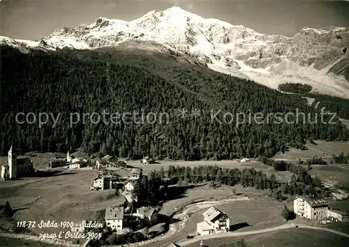 AK / Ansichtskarte Solda_Sulden verso l Ortles Panorama Blick gegen Ortlergruppe Fliegeraufnahme Solda Sulden