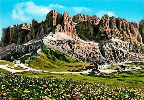 AK / Ansichtskarte Groednerjoch Passo Gardena Gruppo Sella Berghotels Gebirgspass Sellastock Dolomiten Groednerjoch