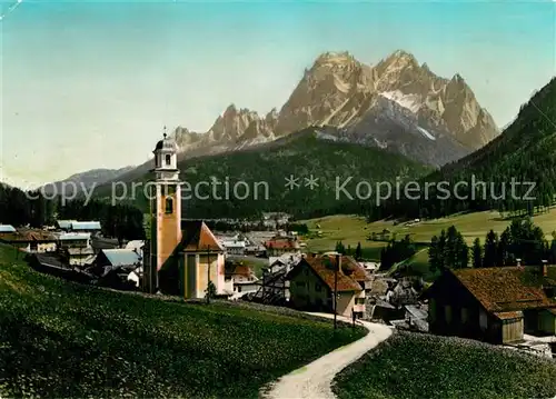 AK / Ansichtskarte Sesto_Sexten_Suedtirol Ortsansicht mit Kirche Dolomiten Sesto_Sexten_Suedtirol