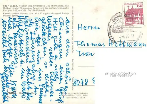 AK / Ansichtskarte Endorf_Bad Jod Thermalbad Brunnen Endorf_Bad