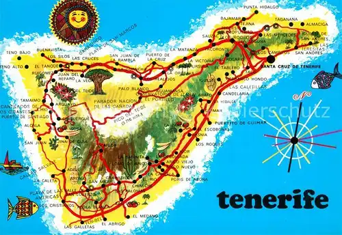 AK / Ansichtskarte Tenerife Mapa de la Isla Landkarte Insel Tenerife