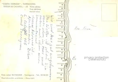 AK / Ansichtskarte Segur_de_Calafell Vista aerea Segur_de_Calafell