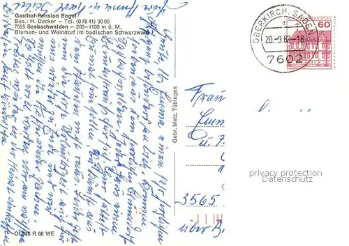 AK / Ansichtskarte Sasbachwalden Gasthof Pension Engel Fachwerkhaus Weindorf Schwarzwald Sasbachwalden