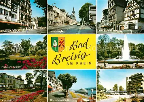 AK / Ansichtskarte Bad_Breisig Rheinpromenade Kurpark Kurhaus Hauptstrasse Zollhaus Brunnen Kurhotel Bad_Breisig