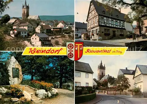 AK / Ansichtskarte Rauenthal Altstadt mit Kirche Fachwerkhaus Gedenkstein Rauenthal