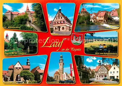 AK / Ansichtskarte Lauf_Pegnitz Wenzelschloss Rathaus Pegnitz Sankt Leonhard Nuernberger Tor  Lauf Pegnitz