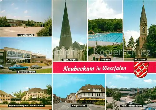 AK / Ansichtskarte Neubeckum Hauptschule Katholische Kirche Freibad Freizeitzentrum  Neubeckum