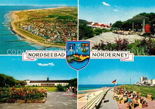 AK / Ansichtskarte Norderney_Nordseebad Fliegeraufnahme Kurkonzert Strand Kurpark Norderney_Nordseebad