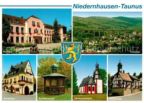 AK / Ansichtskarte Niedernhausen_Taunus Rathaus Theisstal Oberjosbach Schillertempel Niedernhausen Taunus