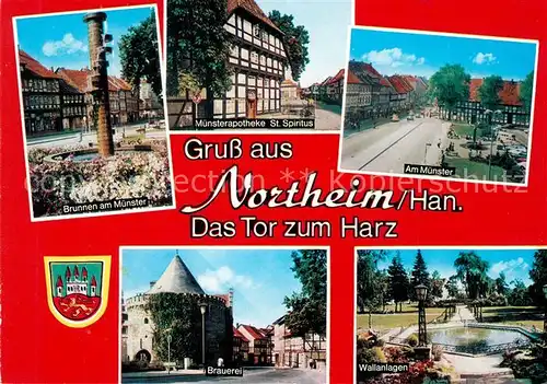 AK / Ansichtskarte Northeim Brunnen Muenster Muensterapotheke Sankt Spiritus Brauerei Northeim