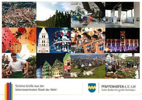 AK / Ansichtskarte Pfaffenhofen_Ilm Stadtansichten Nachtaufnahme Markt Pfaffenhofen Ilm