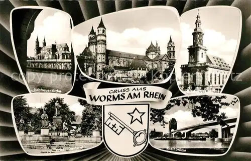 AK / Ansichtskarte Worms_Rhein Liebfrauenkirche Dom Luther Denkmal Rheinbruecke Worms Rhein