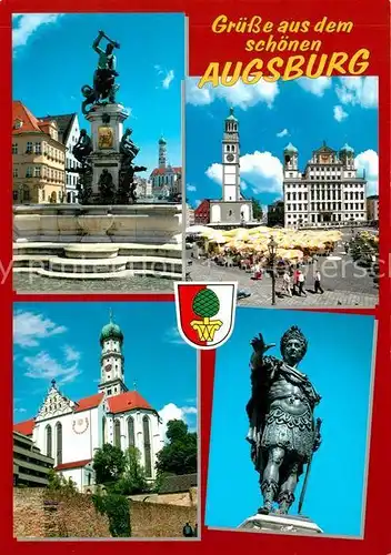 AK / Ansichtskarte Augsburg Brunnen Markt Kirche Statue Augsburg