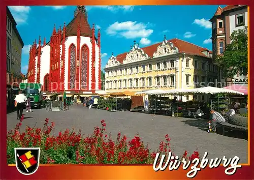 AK / Ansichtskarte Wuerzburg Markt Marienkapelle und Falkenhaus Wuerzburg