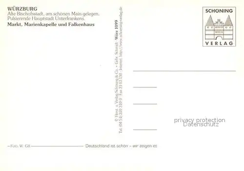 AK / Ansichtskarte Wuerzburg Markt Marienkapelle und Falkenhaus Wuerzburg