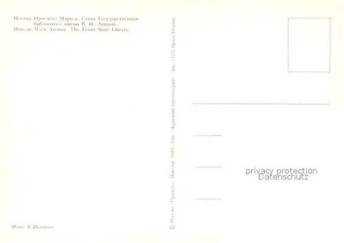 AK / Ansichtskarte Moscow_Moskva Marx Avenue The Lenin State Library Moscow Moskva