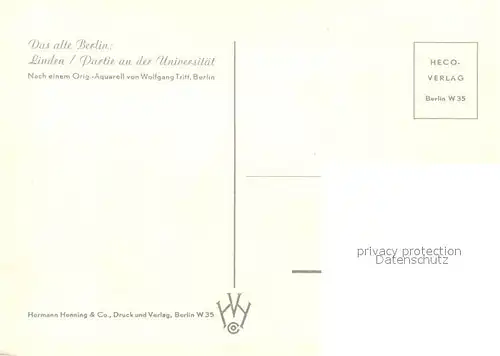 AK / Ansichtskarte Berlin Unter den Linden Universitaet Aquarell Berlin