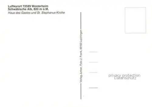 AK / Ansichtskarte Westerheim_Wuerttemberg Haus des Gastes und St Stephanus Kirche Westerheim_Wuerttemberg