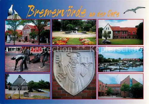 AK / Ansichtskarte Bremervoerde Park Skulptur Hafenpartie Ziehbrunnen Halle Bremervoerde