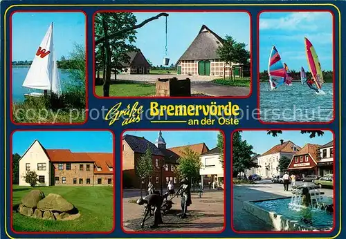 AK / Ansichtskarte Bremervoerde Ostepartien Ziehbrunnen Park Schloss Plastik Brunnen Bremervoerde