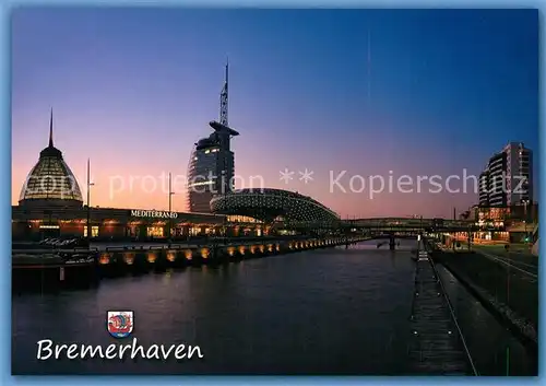 AK / Ansichtskarte Bremerhaven Alter Hafen mit Mediterrano Klimahaus Hotel Sail City und Columbus Center Bremerhaven