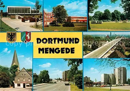 AK / Ansichtskarte Mengede Stadthalle Park Kirche Strassenpartie Hochhaus Mengede