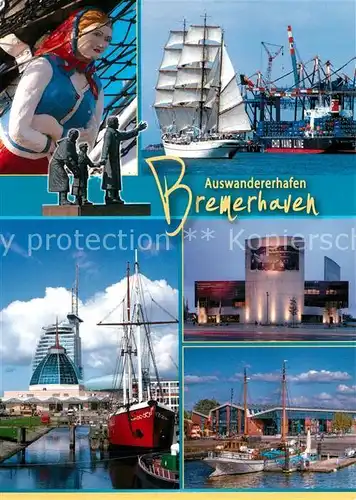 AK / Ansichtskarte Bremerhaven Die Auswanderer Segelschiff Hafen Bremerhaven