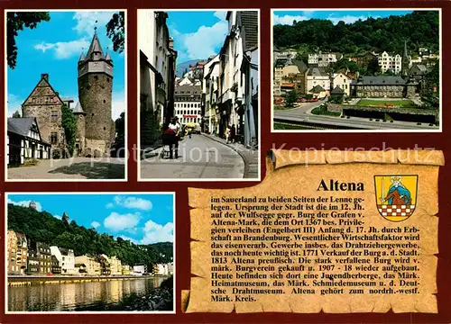 AK / Ansichtskarte Altena_Lenne Burg Lennestrasse Stadtmitte Lennepartie Altena_Lenne