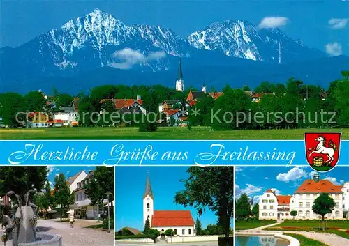 AK / Ansichtskarte Freilassing Panorama Ortsmotiv Kirche Schloss Freilassing
