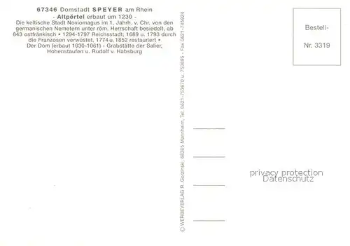 AK / Ansichtskarte Speyer_Rhein Altpoertel Stadttor Speyer Rhein